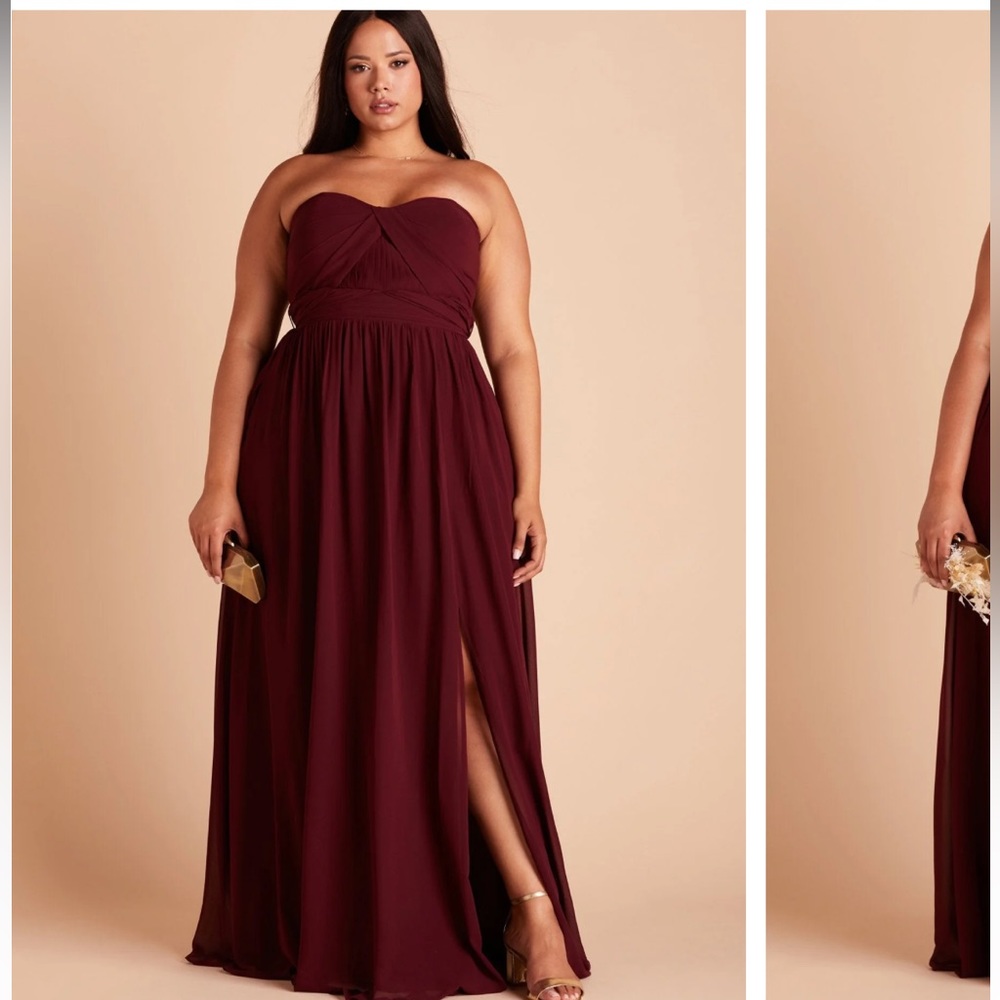 BirdyGrey Grace Convertible chiffon dress with slit. Color: Cabernet. NWT
